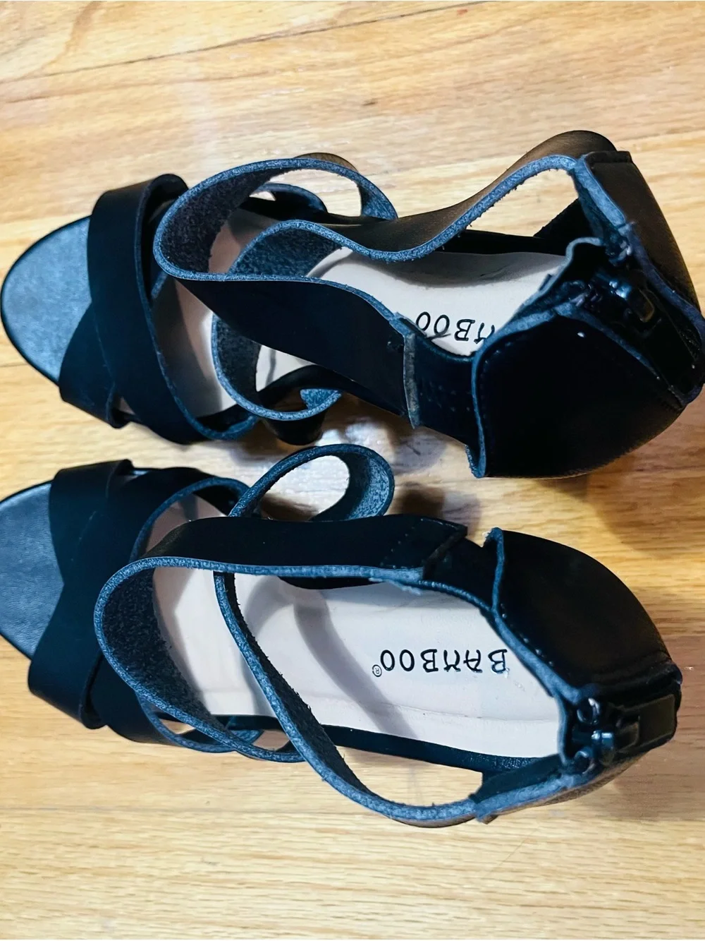 BAMBOO Black Crisscross Wedge Sandals